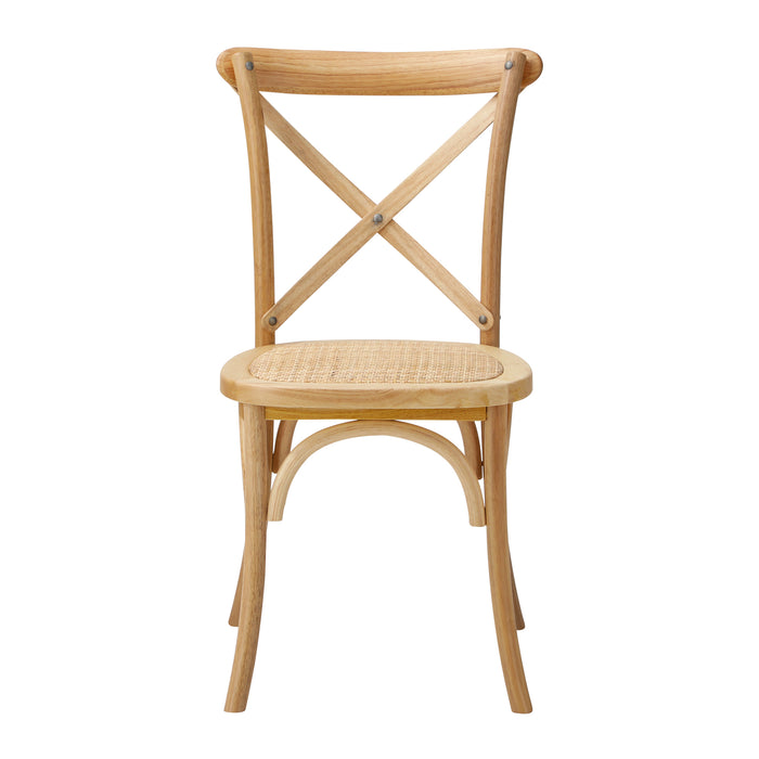 2Pcs Crossback Dining Chair Solid Birch Timber Wood Ratan Seat Wooden