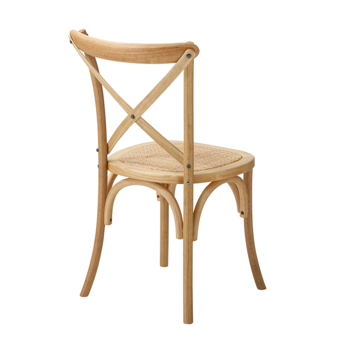 Crossback Dining Chair Solid Birch Timber Wood Ratan Seat Wooden