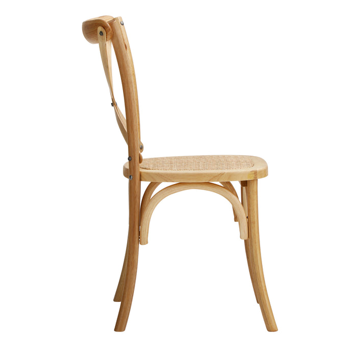 Crossback Dining Chair Solid Birch Timber Wood Ratan Seat Wooden