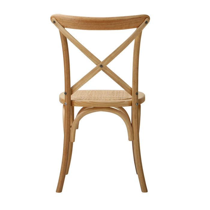 Crossback Dining Chair Solid Birch Timber Wood Ratan Seat Wooden
