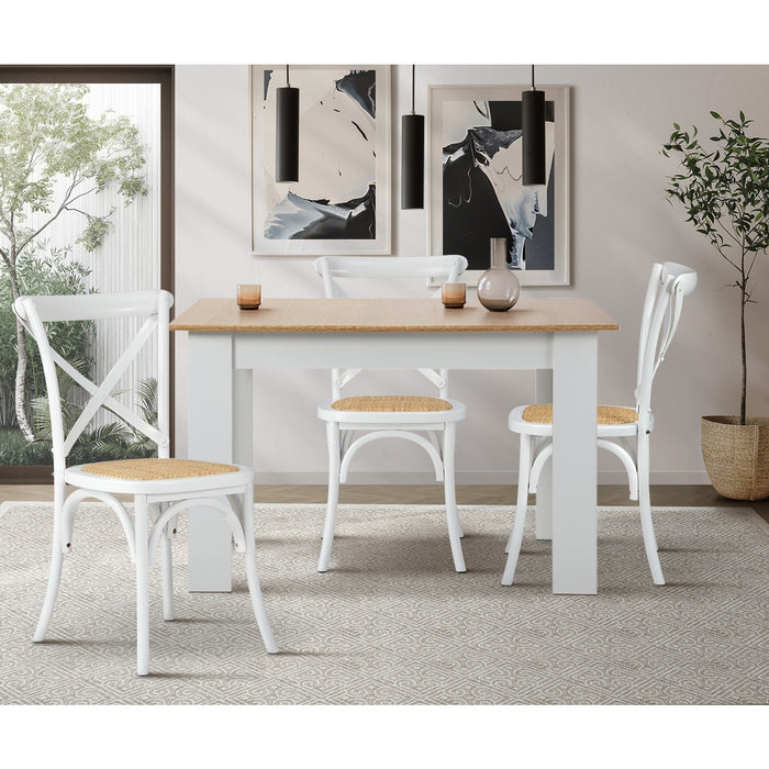 2 Pack Dining Chair Solid Wood & Ratan Seat