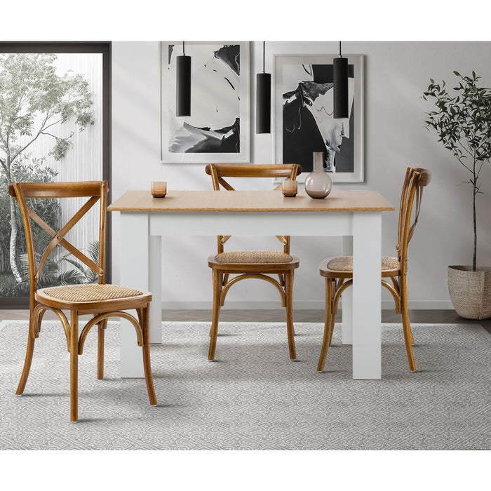 2Pcs Crossback Dining Chair Solid Birch Timber Wood Rattan Seat Walnut