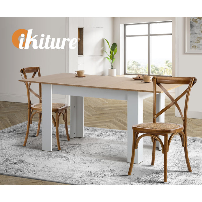 2Pcs Crossback Dining Chair Solid Birch Timber Wood Rattan Seat Walnut