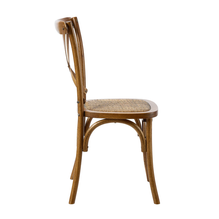 4 Pack Crossback Dining Chair Solid Birch Timber Wood Rattan Seat Walnut