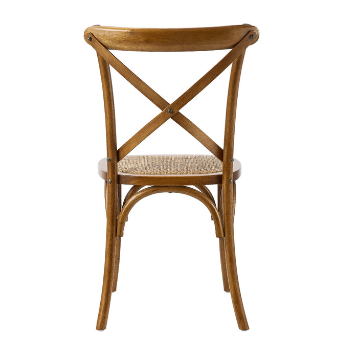 4 Pack Crossback Dining Chair Solid Birch Timber Wood Rattan Seat Walnut