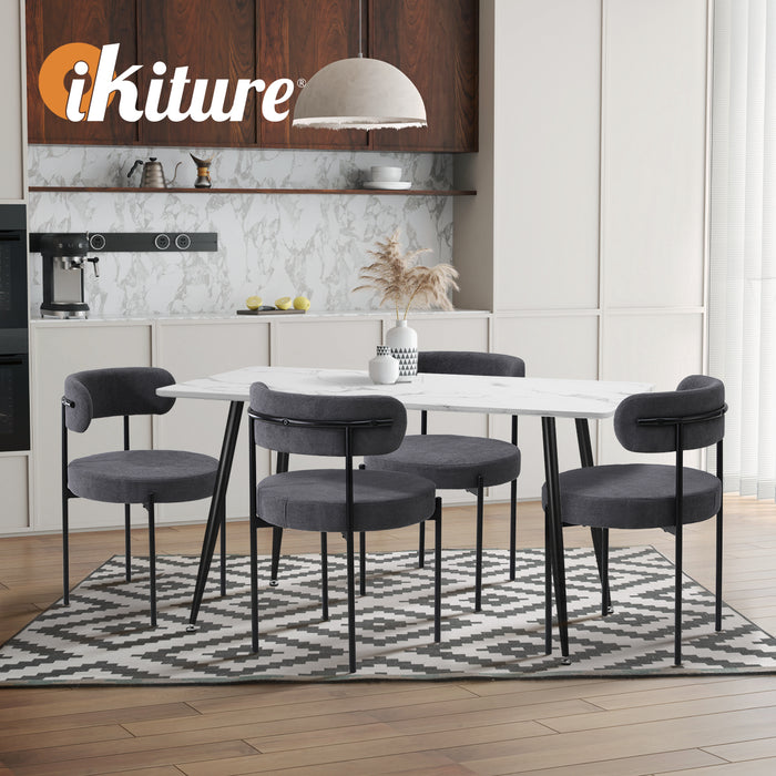 2X Dining Chair Round Boucle Kitchen Lounge Seats Backrest Dark Grey