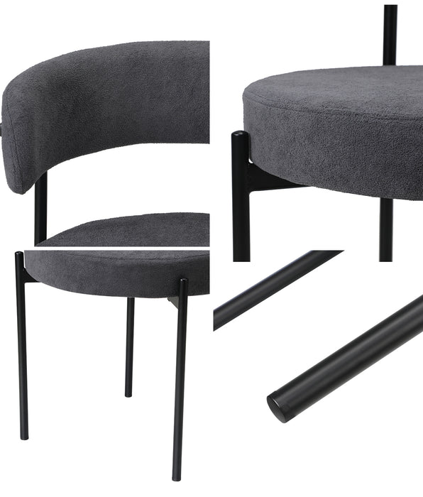 6X Dining Chair Round Boucle Kitchen Lounge Seats Backrest Dark Grey
