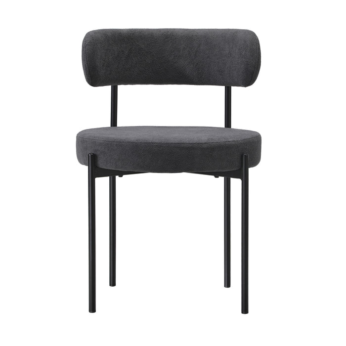 6X Dining Chair Round Boucle Kitchen Lounge Seats Backrest Dark Grey