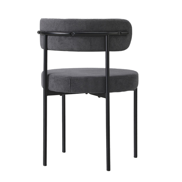6X Dining Chair Round Boucle Kitchen Lounge Seats Backrest Dark Grey