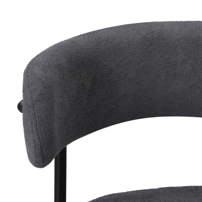 6X Dining Chair Round Boucle Kitchen Lounge Seats Backrest Dark Grey