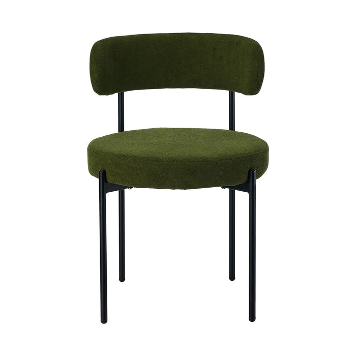 2X Dining Chair Round Boucle Kitchen Lounge Seats Backrest Green