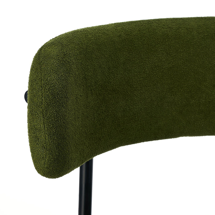 4X Dining Chair Round Boucle Kitchen Lounge Seats Backrest Green