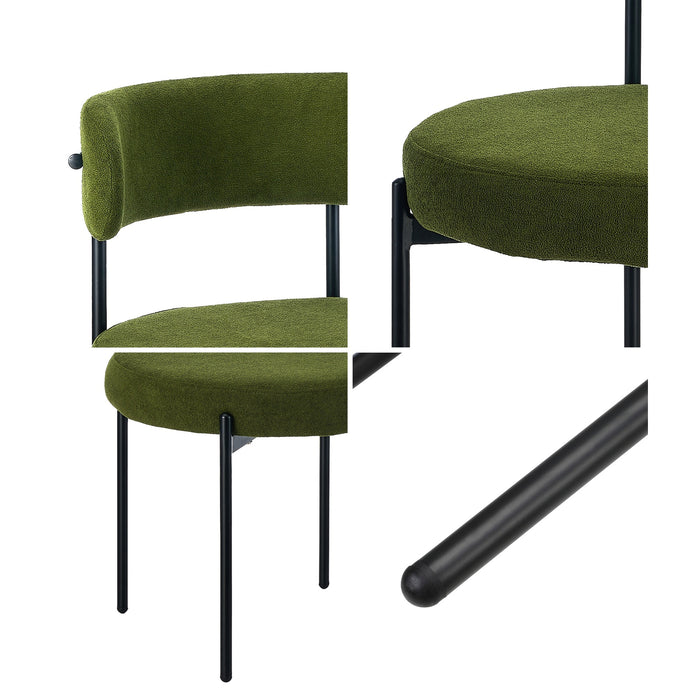 8X Dining Chair Round Boucle Kitchen Lounge Seats Backrest Green