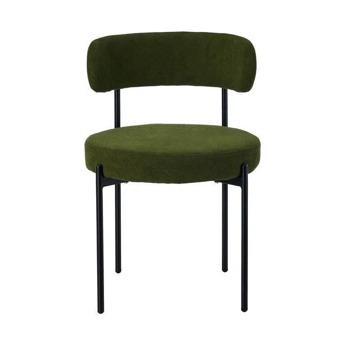 8X Dining Chair Round Boucle Kitchen Lounge Seats Backrest Green