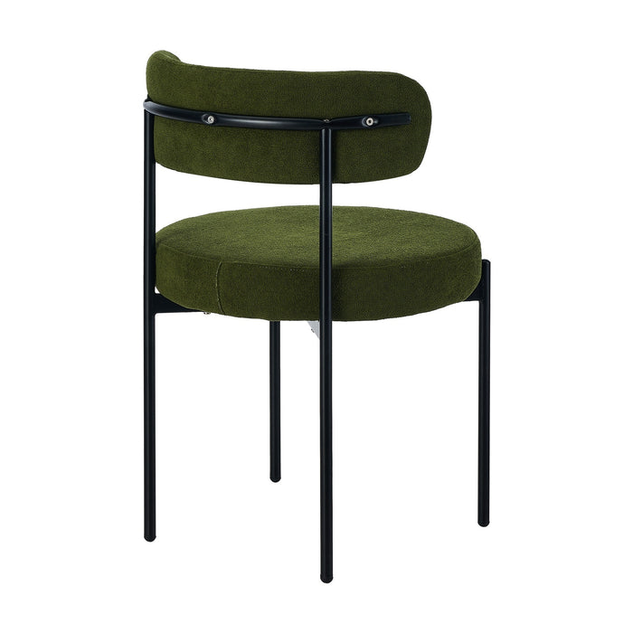 8X Dining Chair Round Boucle Kitchen Lounge Seats Backrest Green