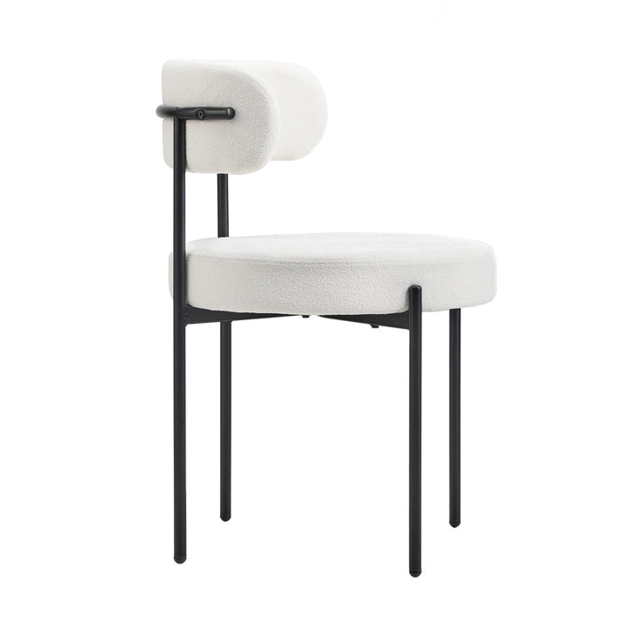 2X Dining Chair Round Boucle Kitchen Lounge Seats Backrest White