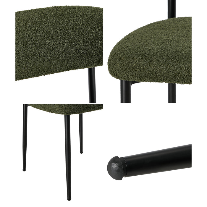 2X Dining Chairs Kitchen Chair Cafe Lounge Chair Boucle Black&Green