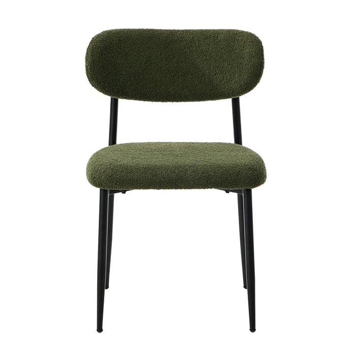 2X Dining Chairs Kitchen Chair Cafe Lounge Chair Boucle Black&Green