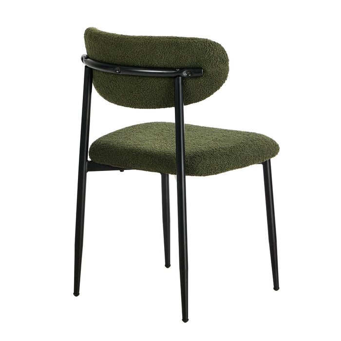 2X Dining Chairs Kitchen Chair Cafe Lounge Chair Boucle Black&Green