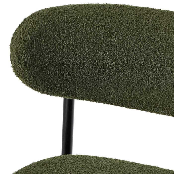 2X Dining Chairs Kitchen Chair Cafe Lounge Chair Boucle Black&Green