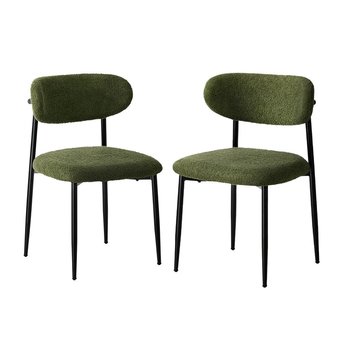 2X Dining Chairs Kitchen Chair Cafe Lounge Chair Boucle Black&Green