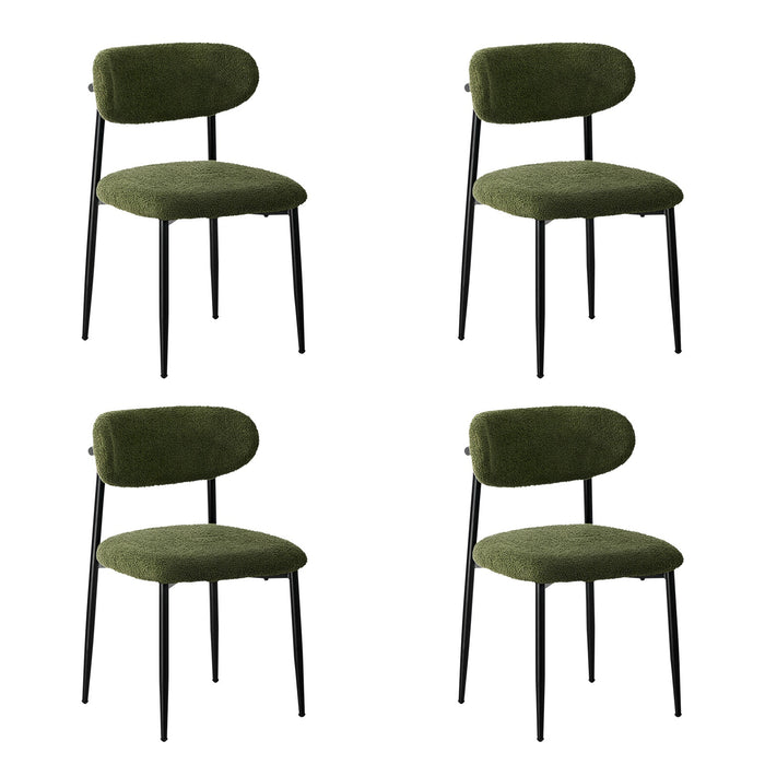 4X Dining Chairs Kitchen Chair Cafe Lounge Chair Boucle Black & Green