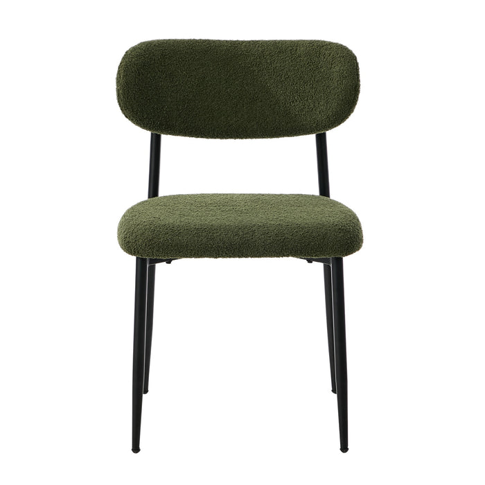 4X Dining Chairs Kitchen Chair Cafe Lounge Chair Boucle Black & Green
