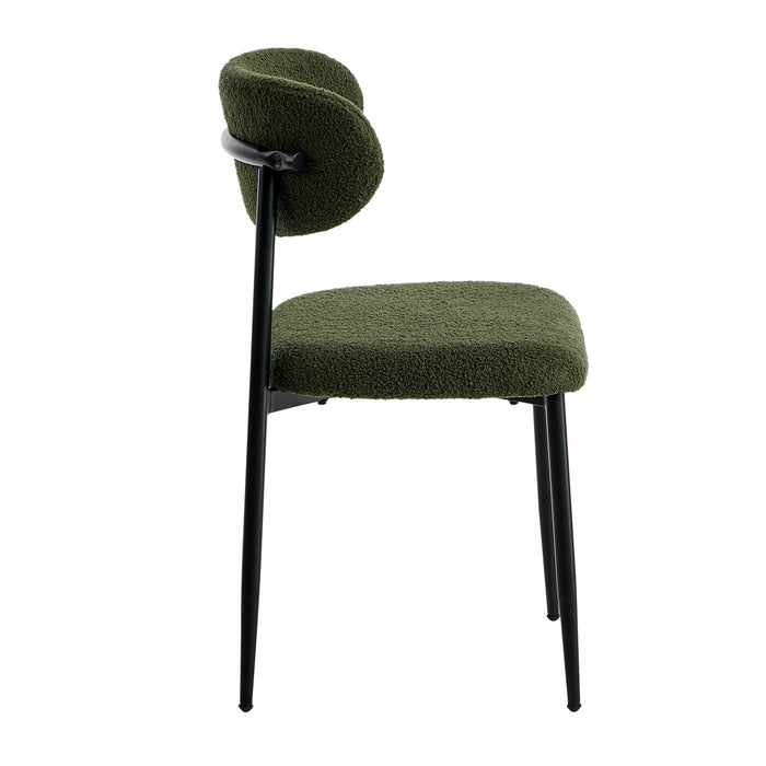 4X Dining Chairs Kitchen Chair Cafe Lounge Chair Boucle Black & Green