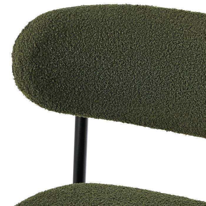 4X Dining Chairs Kitchen Chair Cafe Lounge Chair Boucle Black & Green