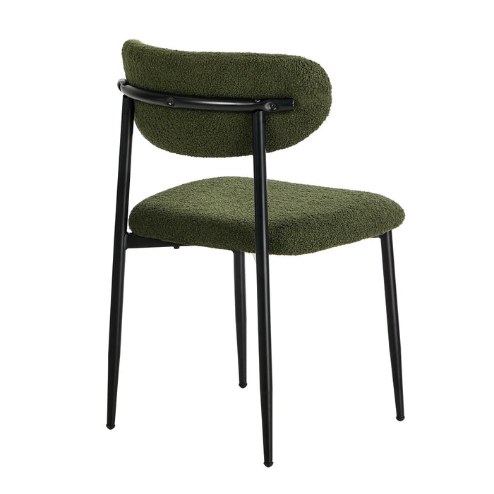 6X Dining Chairs Kitchen Chair Cafe Lounge Chair Boucle Black & Green
