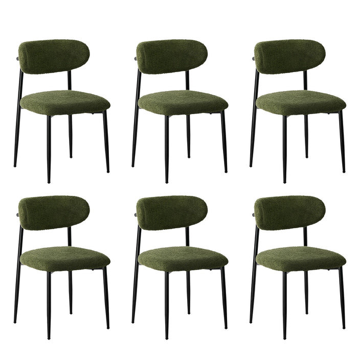 6X Dining Chairs Kitchen Chair Cafe Lounge Chair Boucle Black & Green