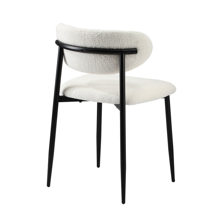2X Dining Chairs Kitchen Chair Cafe Lounge Chair Boucle Black & White