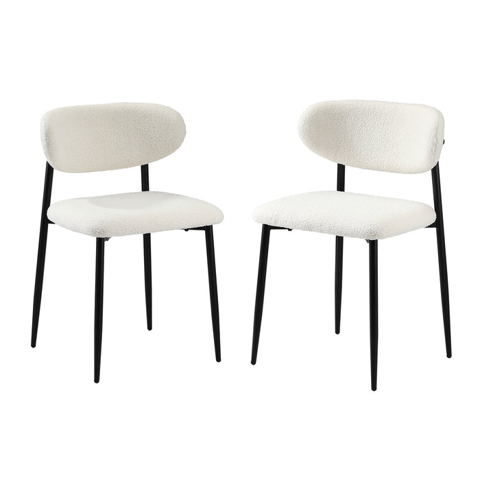 2X Dining Chairs Kitchen Chair Cafe Lounge Chair Boucle Black & White