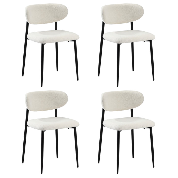 4X Dining Chairs Kitchen Chair Cafe Lounge Chair Boucle Black & White