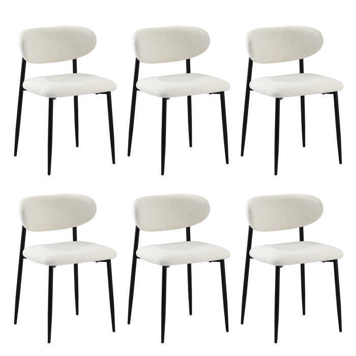 6X Dining Chairs Kitchen Chair Cafe Lounge Chair Boucle Black & White