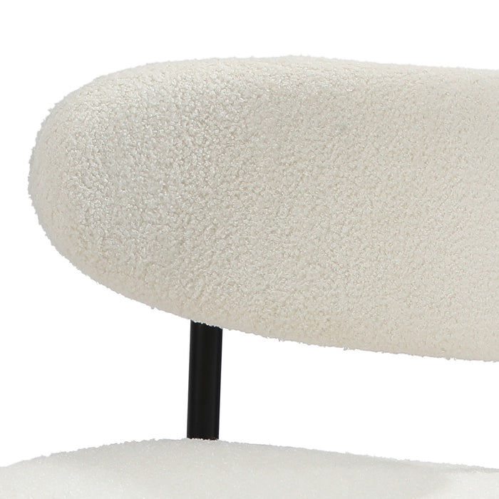 6X Dining Chairs Kitchen Chair Cafe Lounge Chair Boucle Black & White