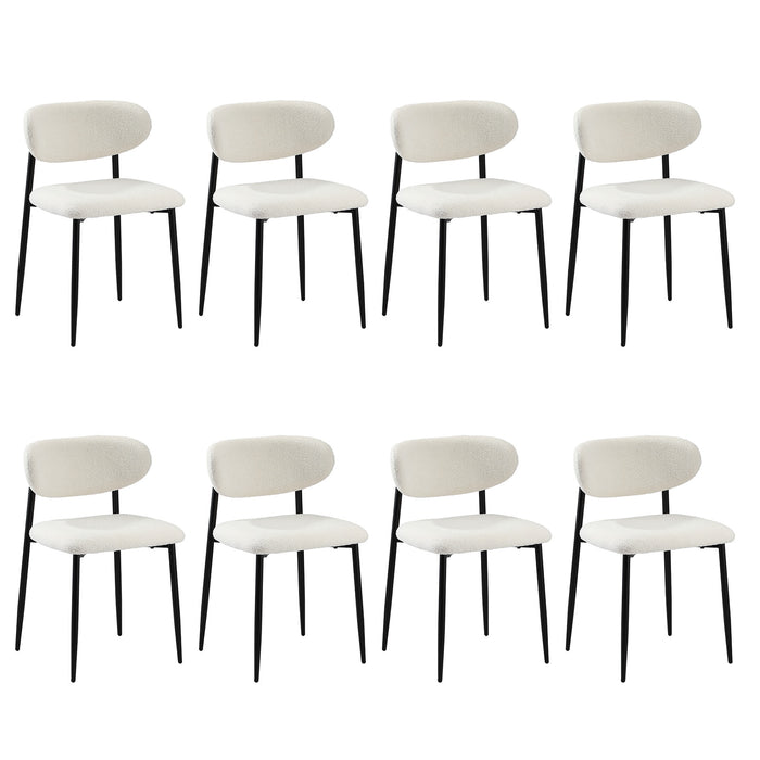 8X Dining Chairs Kitchen Chair Cafe Lounge Chair Boucle Black & White