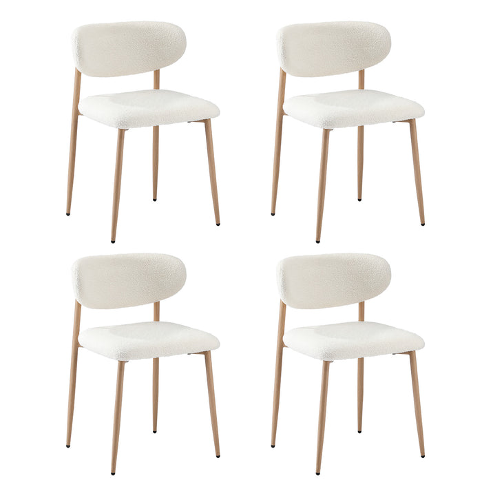 4X Dining Chairs Kitchen Chair Cafe Lounge Chair Boucle Wood & White