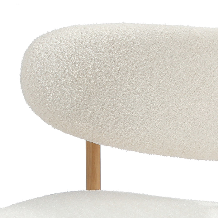 6X Dining Chairs Kitchen Chair Cafe Lounge Chair Boucle Wood & White