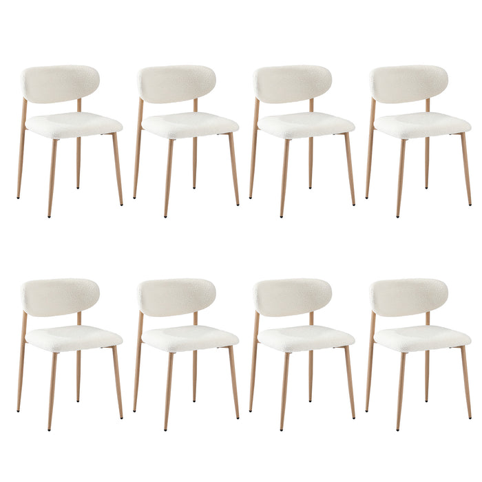 8X Dining Chairs Kitchen Chair Cafe Lounge Chair Boucle Wood & White