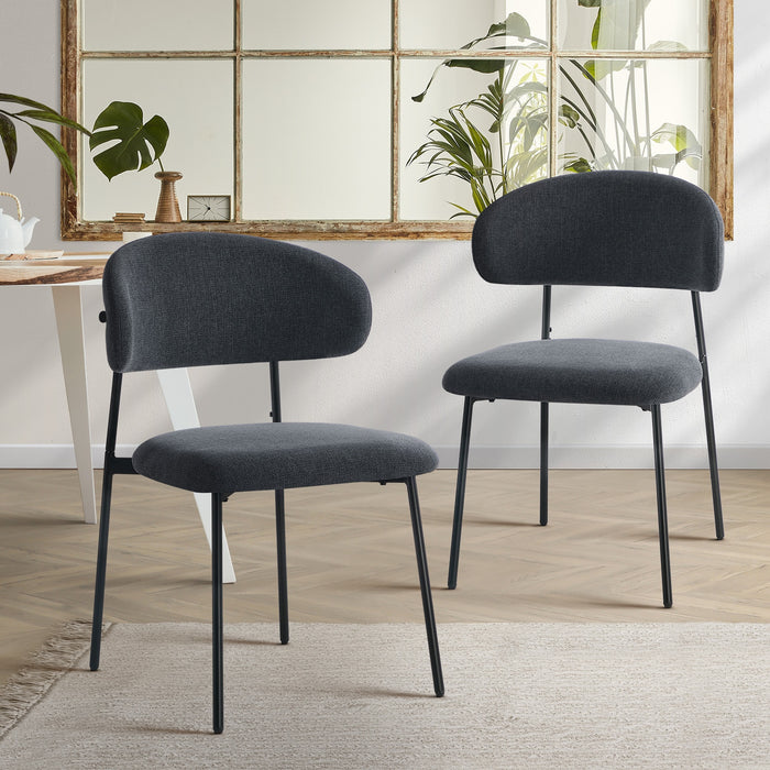 2X Dining Chairs Kitchen Lounge Seat Linen Fabric Accent Chair Grey