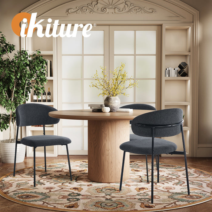 2X Dining Chairs Kitchen Lounge Seat Linen Fabric Accent Chair Grey