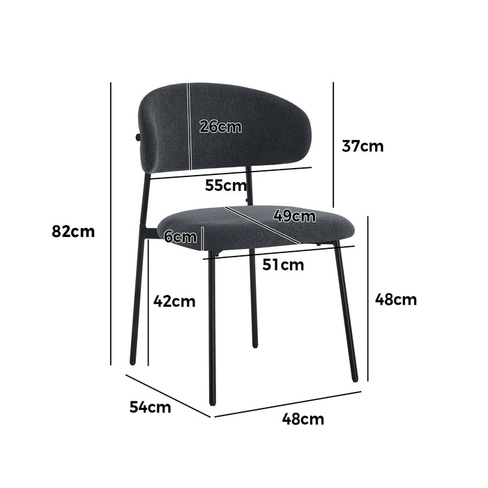 2X Dining Chairs Kitchen Lounge Seat Linen Fabric Accent Chair Grey