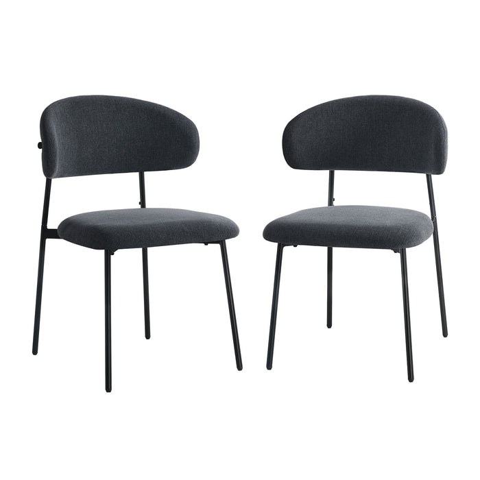 2X Dining Chairs Kitchen Lounge Seat Linen Fabric Accent Chair Grey