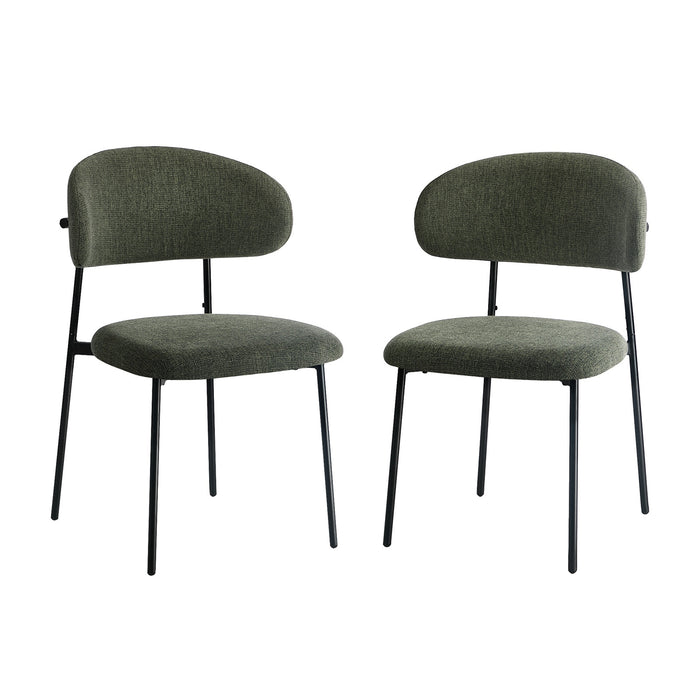 2X Dining Chairs Kitchen Lounge Seat Linen Fabric Accent Chair Green