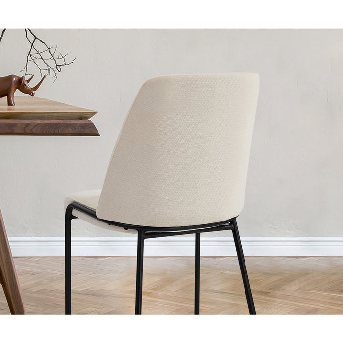 Set Of 2 Dining Chairs Chenille Fabric Kitchen Chair Padded Seat Beige