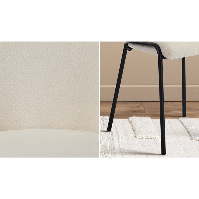 Set Of 2 Dining Chairs Chenille Fabric Kitchen Chair Padded Seat Beige