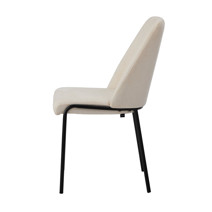 Set Of 2 Dining Chairs Chenille Fabric Kitchen Chair Padded Seat Beige