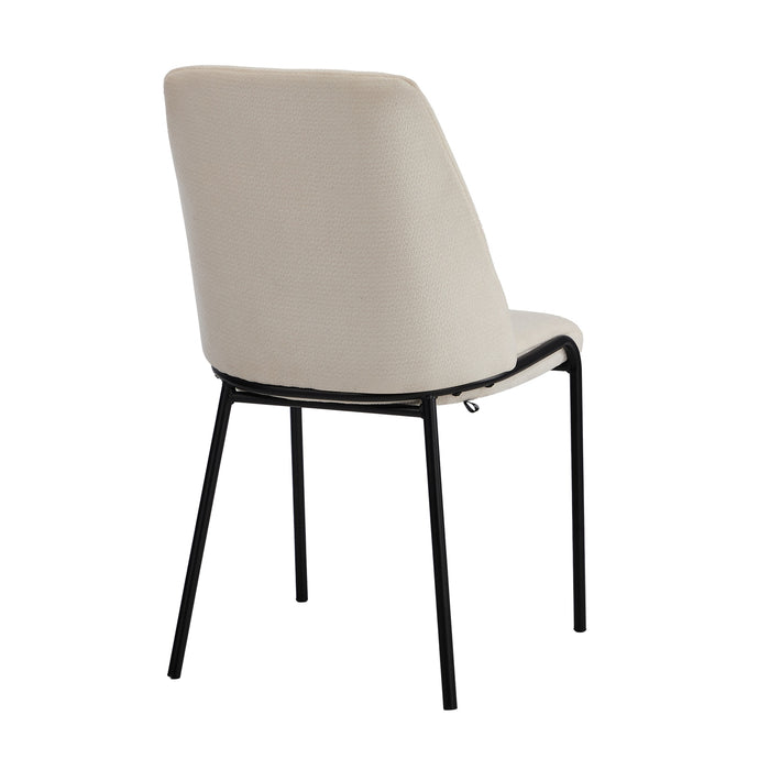 Set Of 2 Dining Chairs Chenille Fabric Kitchen Chair Padded Seat Beige