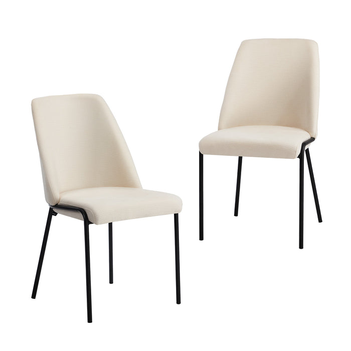 Set Of 2 Dining Chairs Chenille Fabric Kitchen Chair Padded Seat Beige